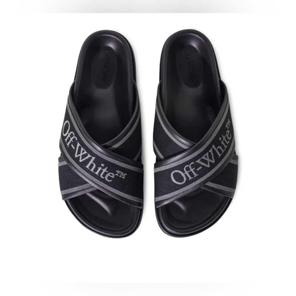 Off-White Cloud Criss-Cross Slides in Black Size 37IT